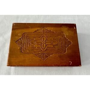 Art Nouveau Carved Tiger Maple Wood Trinket Box